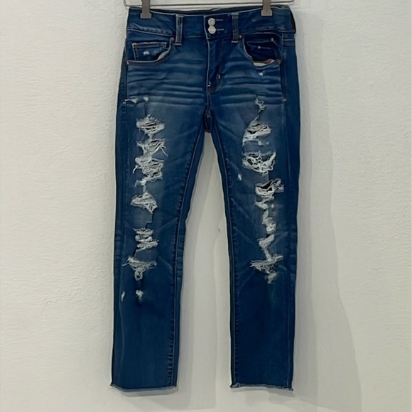 American Eagle Super Super Stretch Artist Crop Jeans Size 4R - Picture 1 of 6